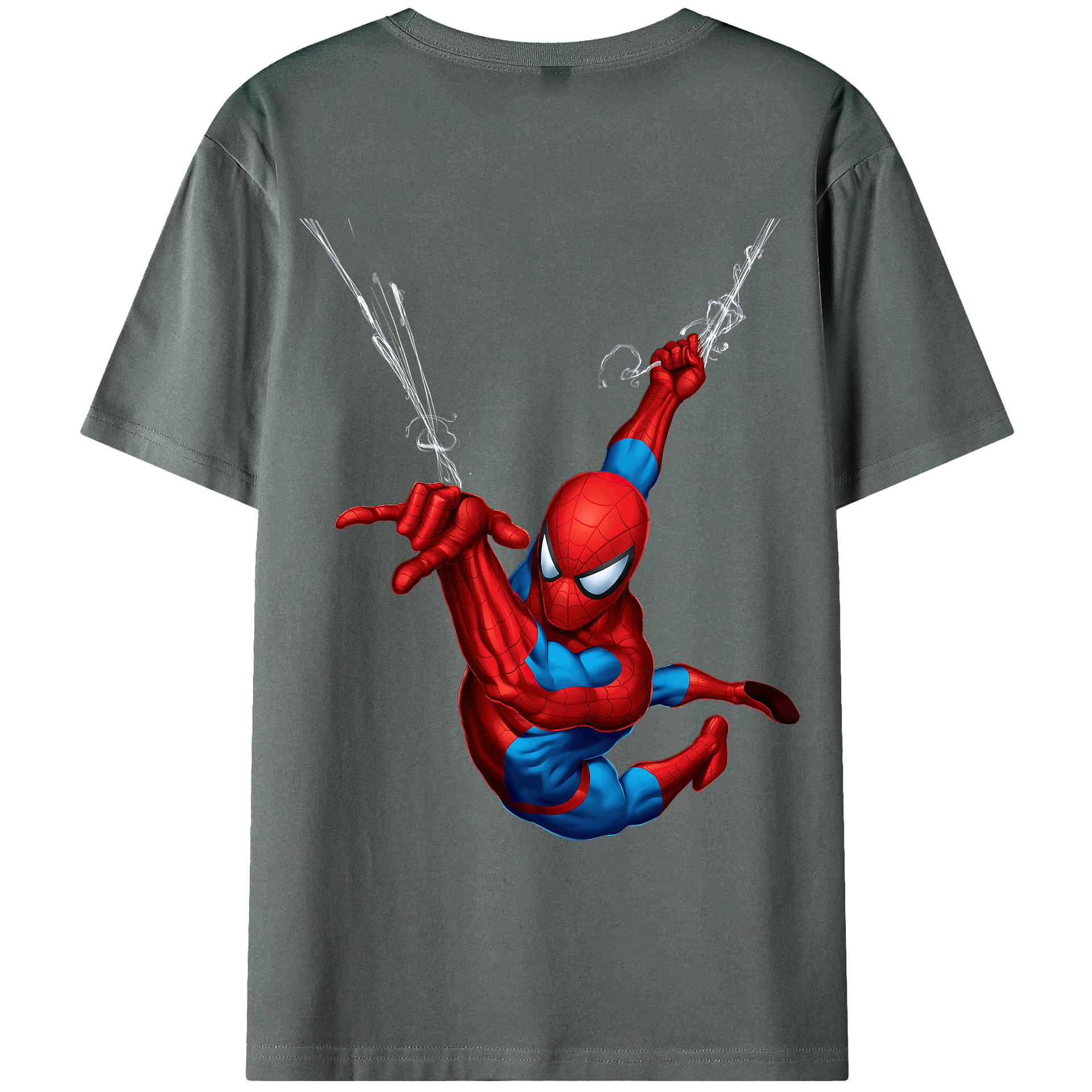 （画像用） Spider Man スパイダーマン 綿100％ メンズ半袖Tシャツ（バックプリント） 通気性